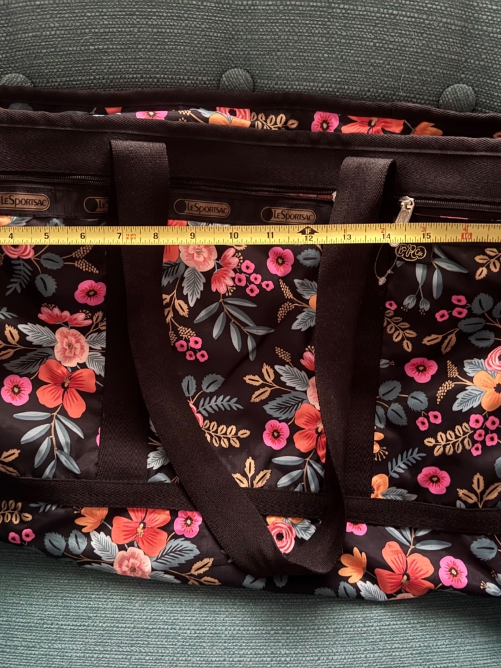 LeSportSac Large Rifle Paper Co Tote with zip pouch EUC - Picture 7 of 9